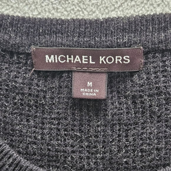 Michael Kors Men's Sweater Wool Blend Crewneck Pullover Medium Long Sleeve Black - Picture 6 of 9